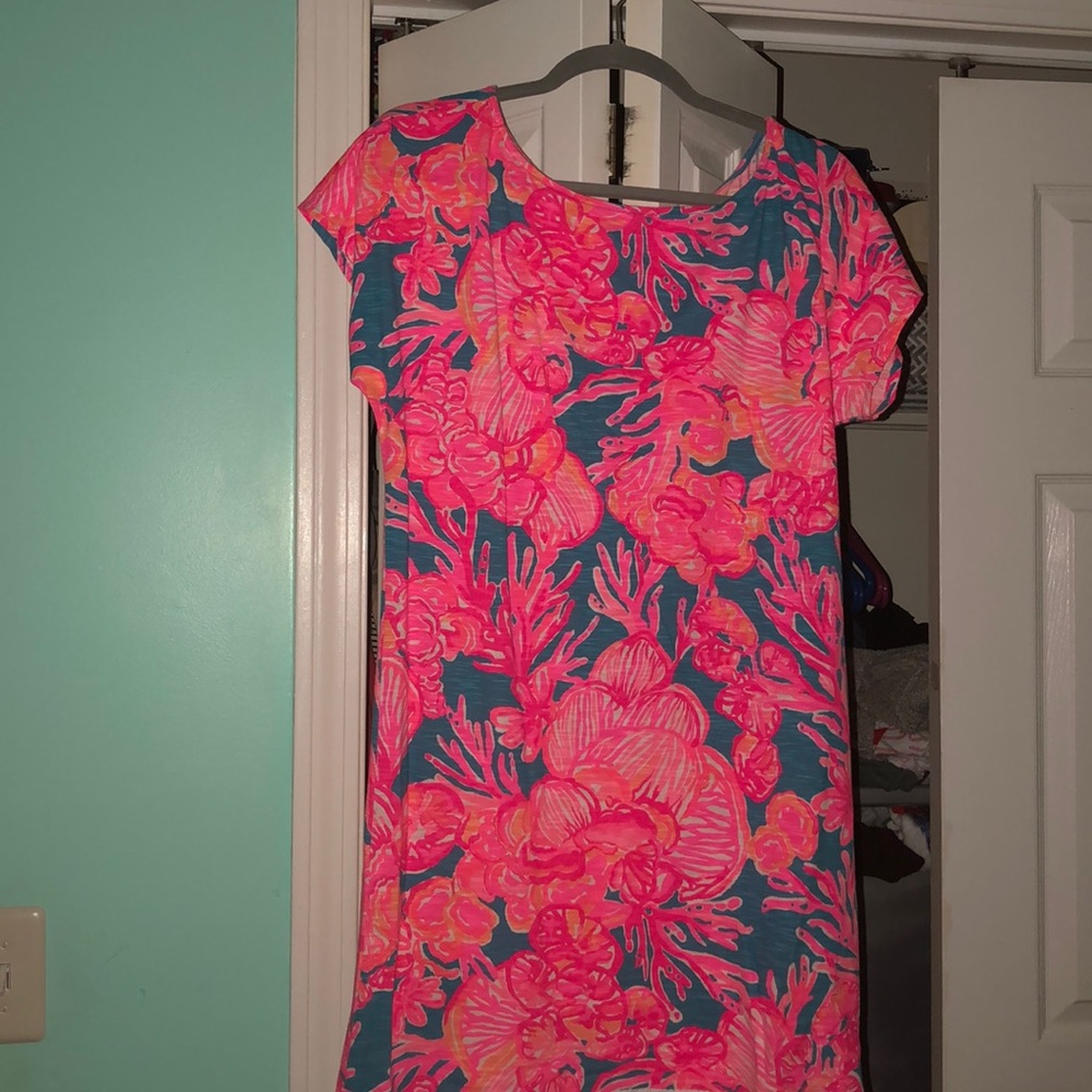 A Lilly Pulitzer patterned dress